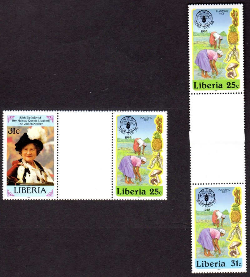 Liberia 1985 World Food Day Gutter Pairs Liberia 1985 World Food Day Gutter Pairs